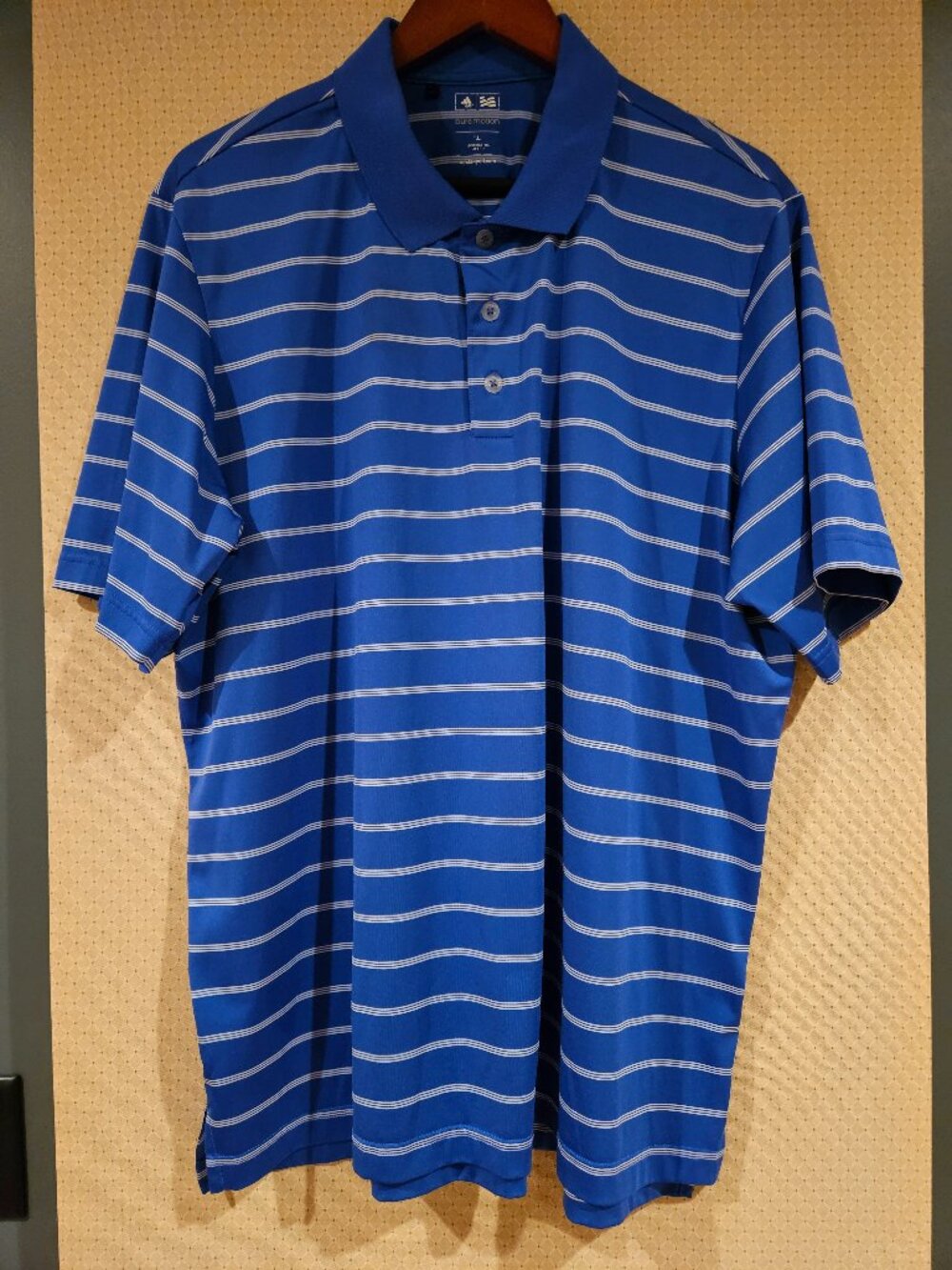 Adidas Puremotion Golf Polo Shirt Blue White Striped - Men's XL